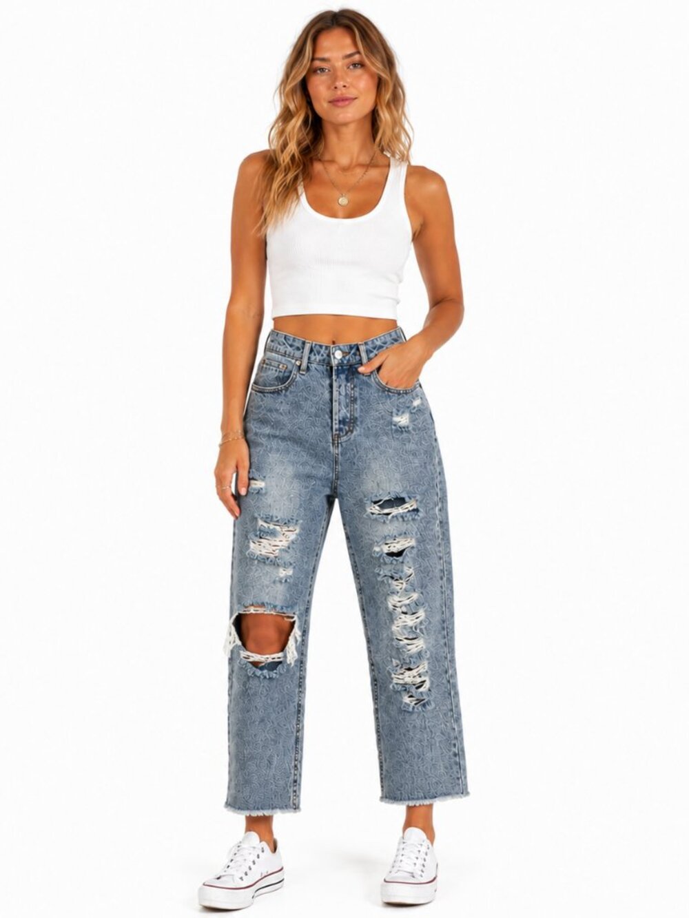 Vanilla Star 90s Boyfriend Jeans Womens 11 High Rise Distressed Blue NWT